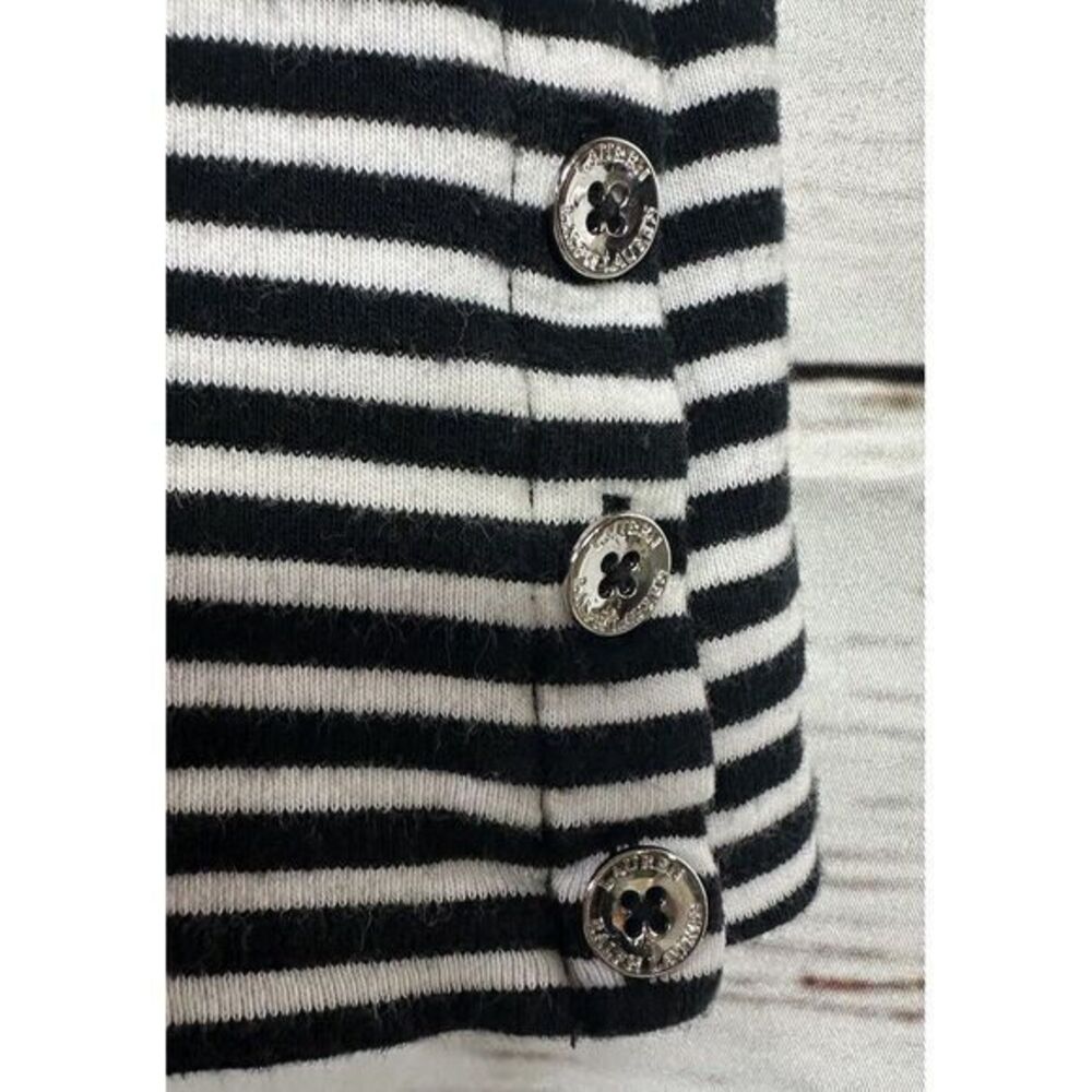 Ralph Lauren Black White Stripe Short Sleeve Button Accent T-shirt Large Women's - Picture 5 of 7